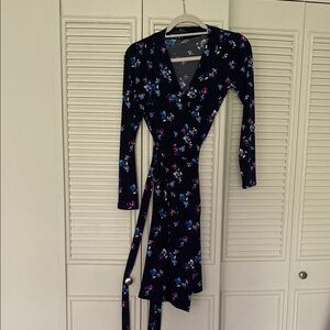 Floral Black Wrap Dress